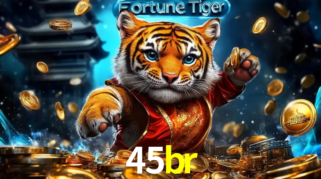 Imagem promocional do jogo de slot Fortune Tiger, com um tigre majestoso em traje tradicional cercado por uma fortuna em moedas de ouro, disponível agora no cassino 45br.