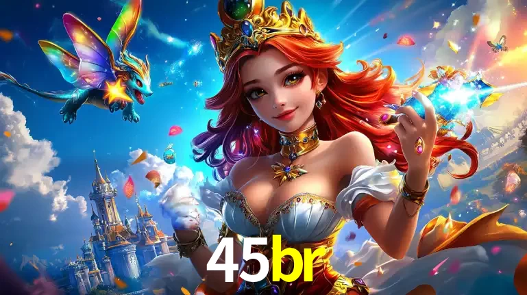 A princesa de um reino de fantasia mágico, com seu pequeno dragão, apresentando um mundo de prêmios encantados nos jogos de caça-níqueis do cassino 45br.